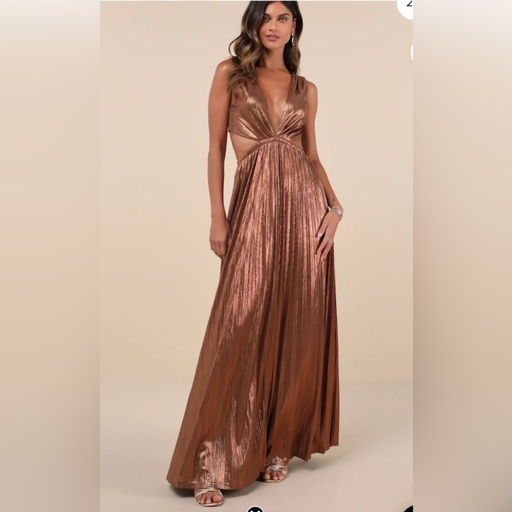 Shania Pleated Maxi Dress - Bronze